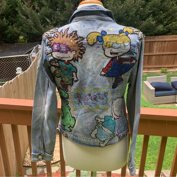 La isla collection distressed embellished denim jacket | Rugrats | Small - Picture 7 of 16